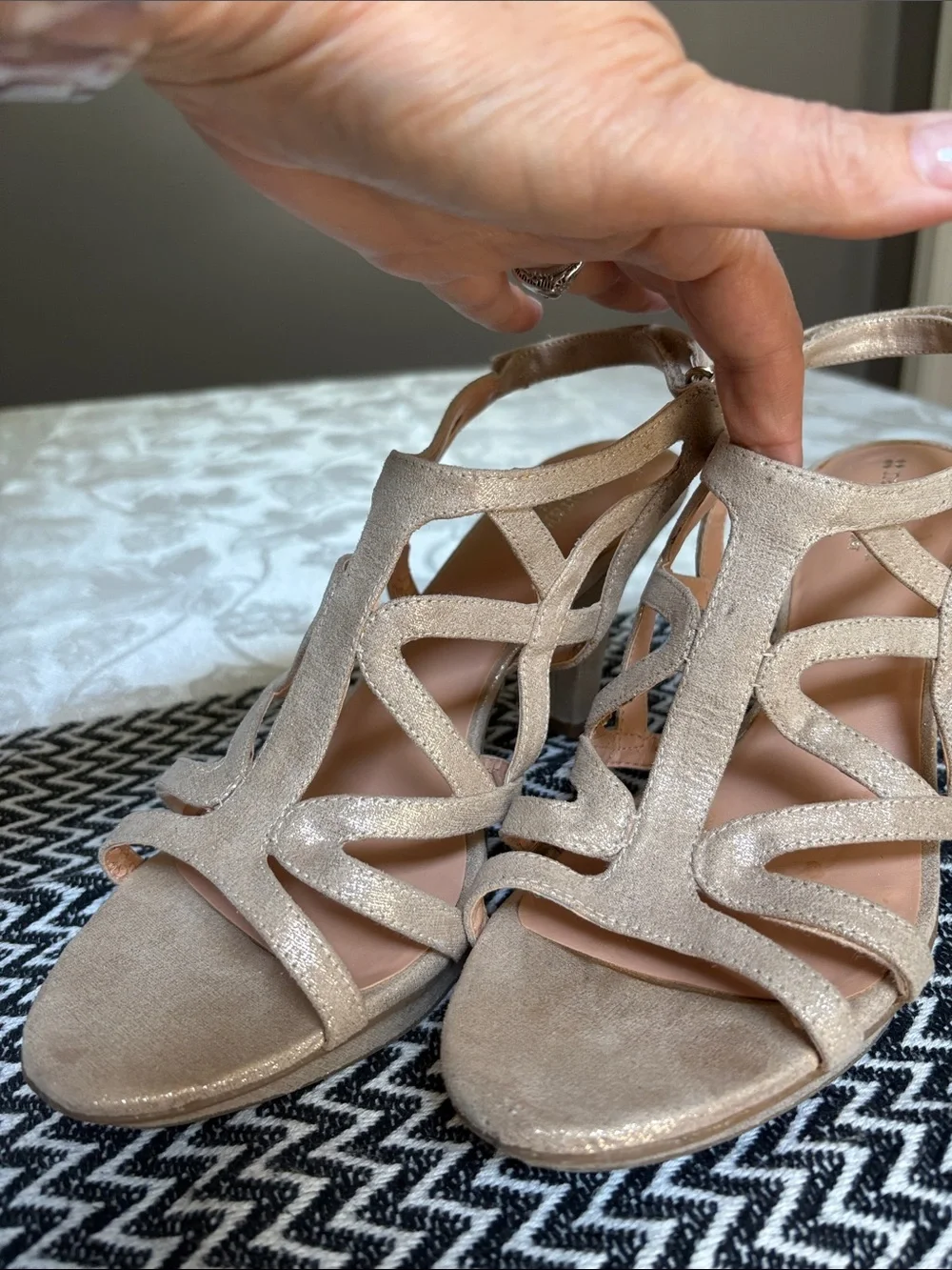 Naturalizer Nude Strappy High Heel Sandals - Danya Evening Shoes 10M